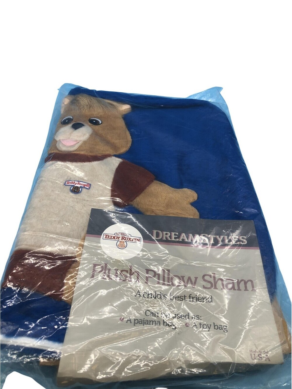 Vintage Teddy Ruxpin Plush Pillow Sham Blue Standard Kids Dreamstyles Bedding